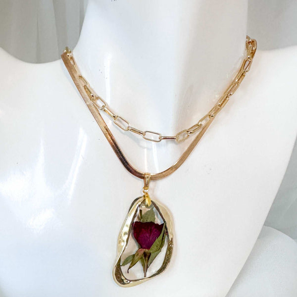 Everlasting Rose Jewelry Set - Handmade Botanical Resin Floral Set