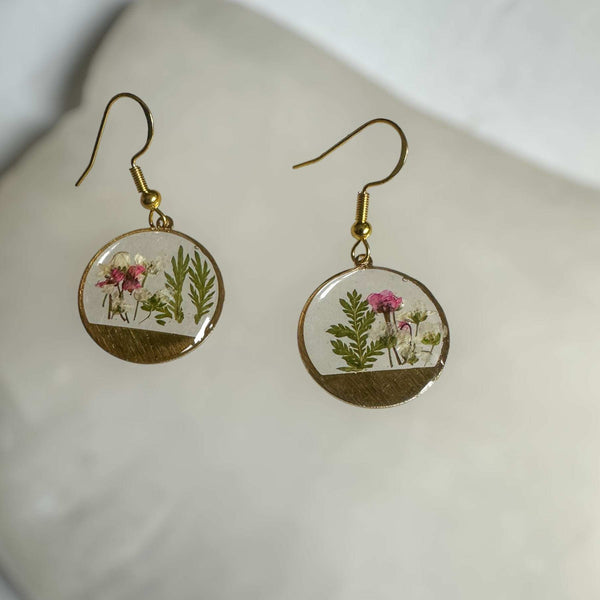 Nature's Sunset Garden Earrings - Handmaded Real Pressed Flowers