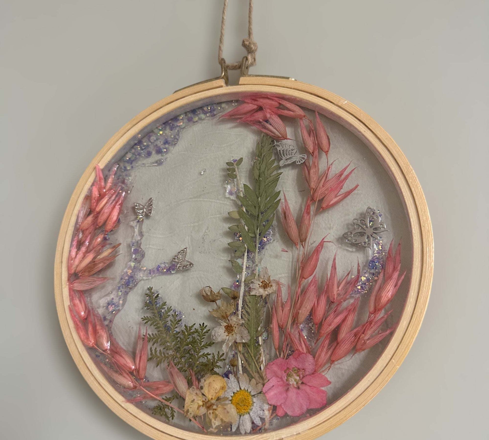 Pretty in Pink Garden Suncatcher - Handmade with Real Dried Flowers
