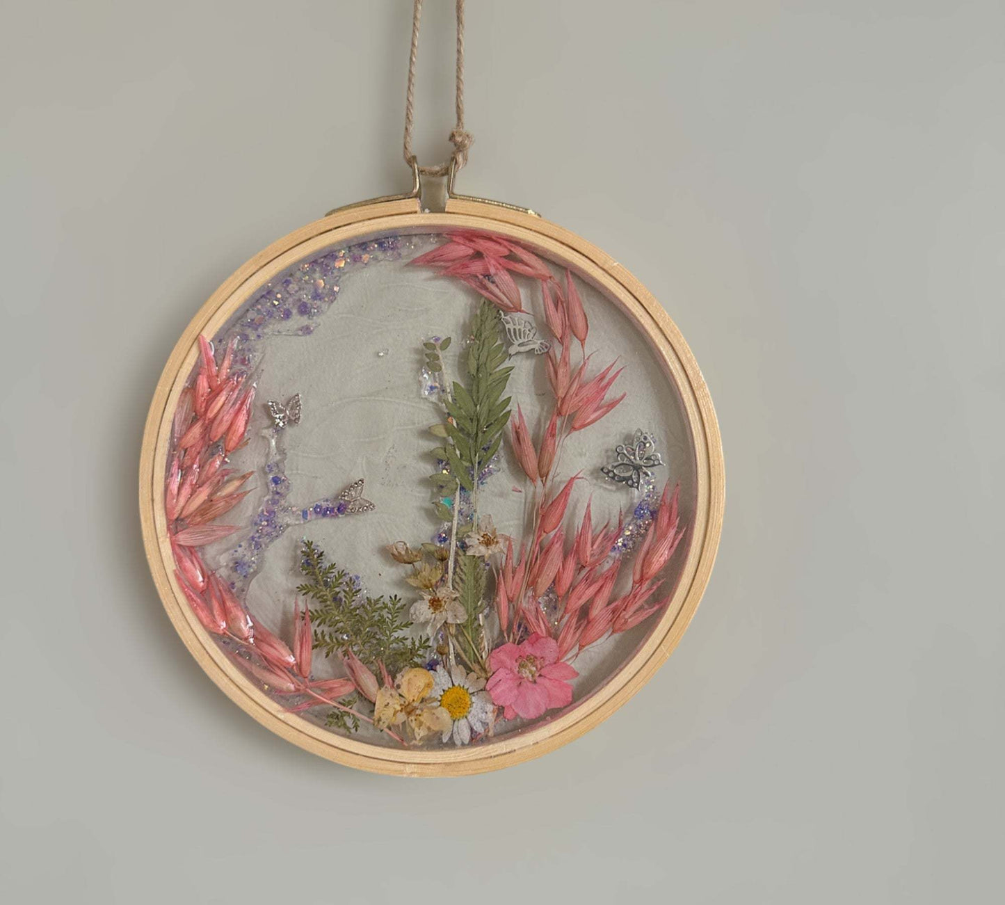 Pretty in Pink Garden Suncatcher - Handmade with Real Dried Flowers