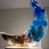 Ocean Moon – Handmade Resin Moon with Sand, Shells & Waves