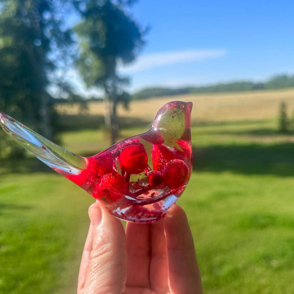 Berry Red Cardinal - Handmade Red Berry Resin Bird Home Decor