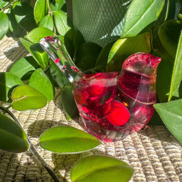 Berry Red Cardinal - Handmade Red Berry Resin Bird Home Decor