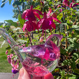 Fuchsia Floral Resin Bird - Handmade Bird with Real Fuchsia Flowers