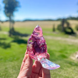 Fuchsia Floral Resin Bird - Handmade Bird with Real Fuchsia Flowers