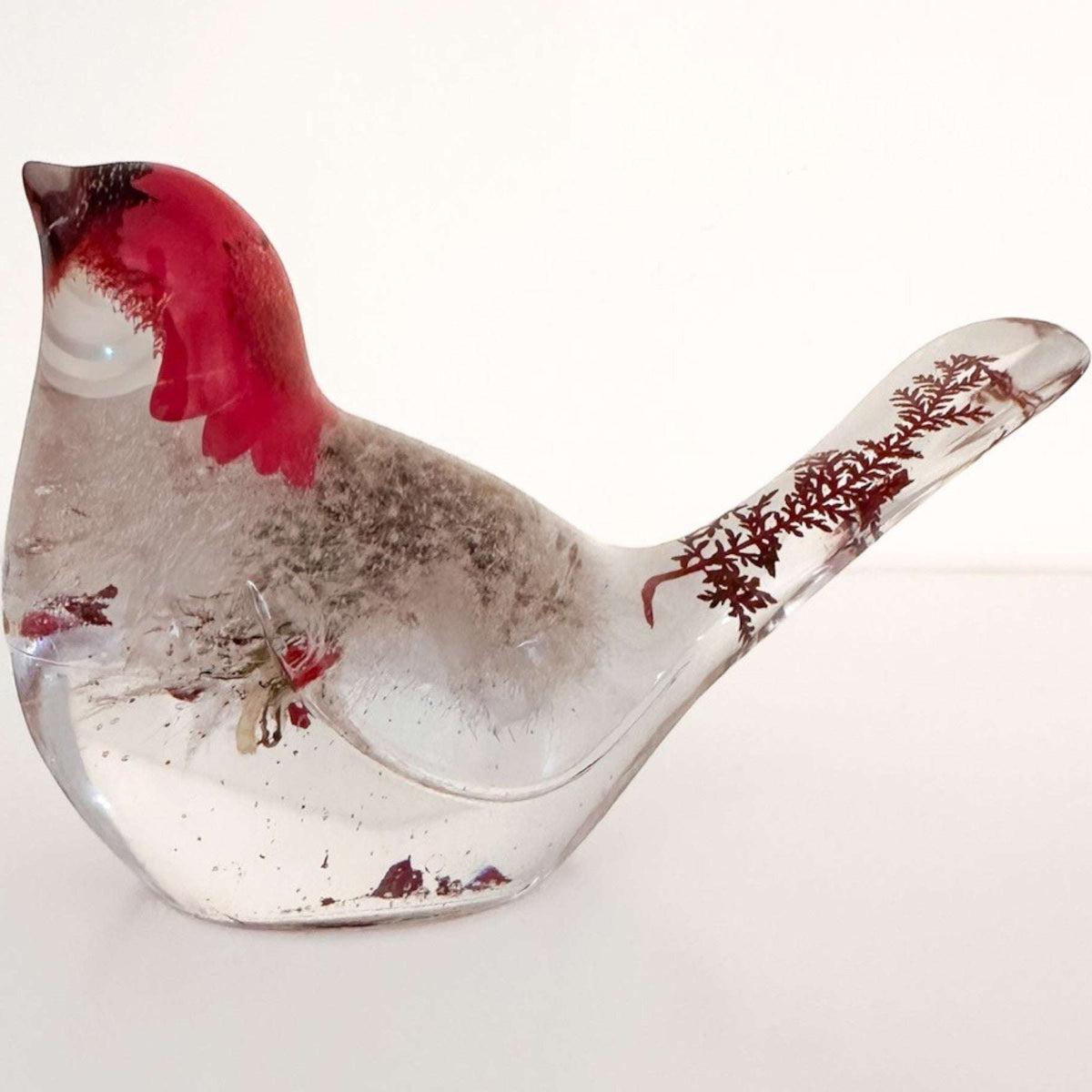 Red Wishes Songbird | Dandelion Resin Bird Decor