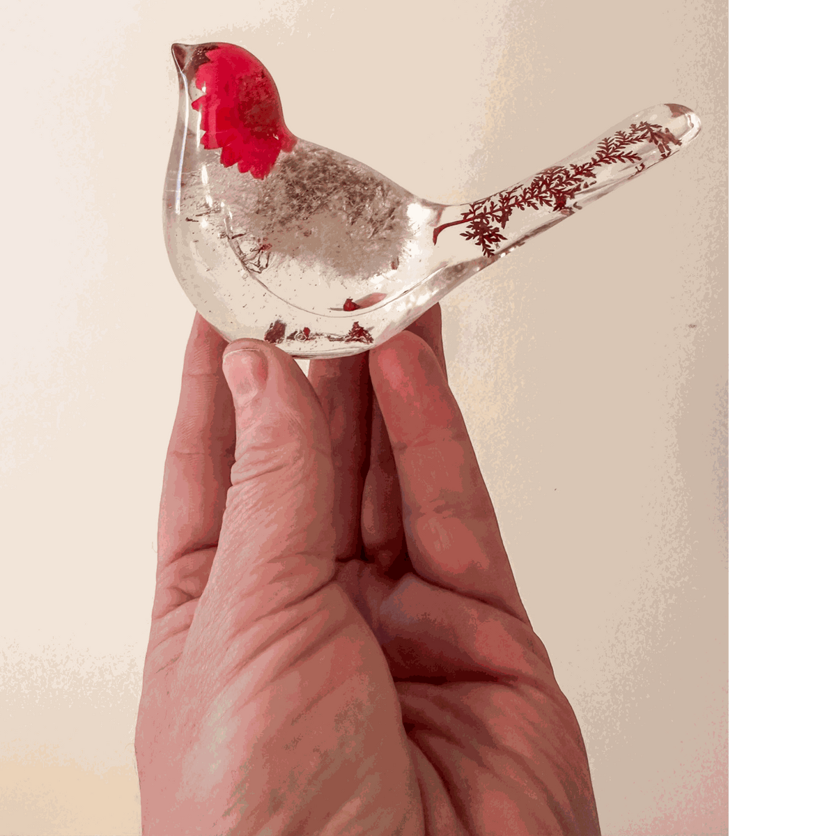 Red Wishes Songbird | Dandelion Resin Bird Decor