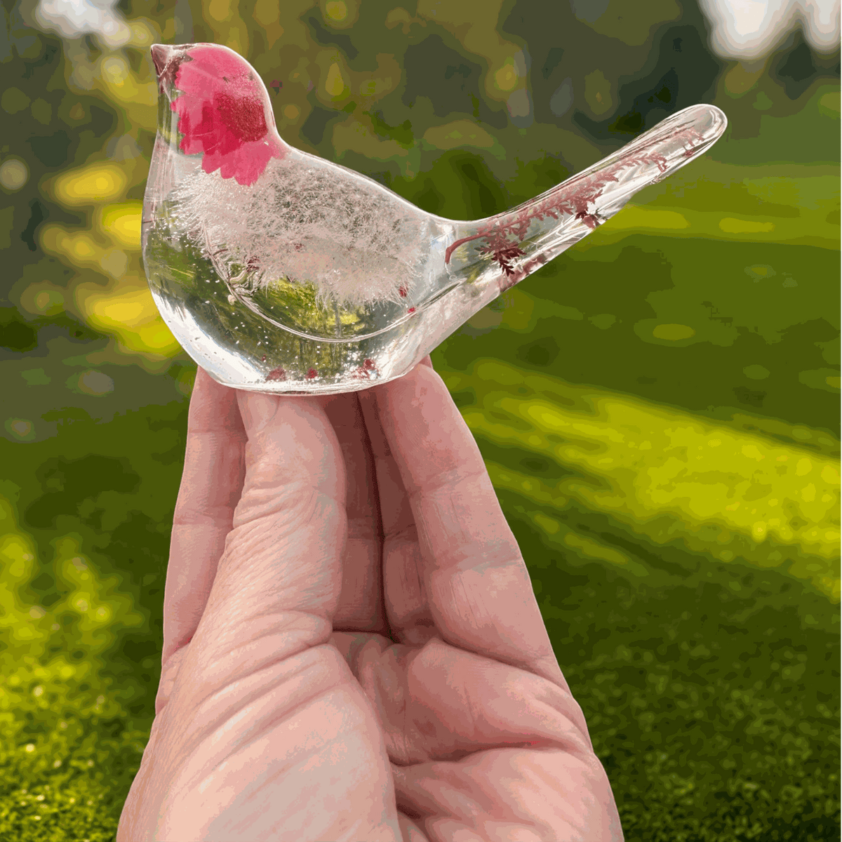 Red Wishes Songbird | Dandelion Resin Bird Decor