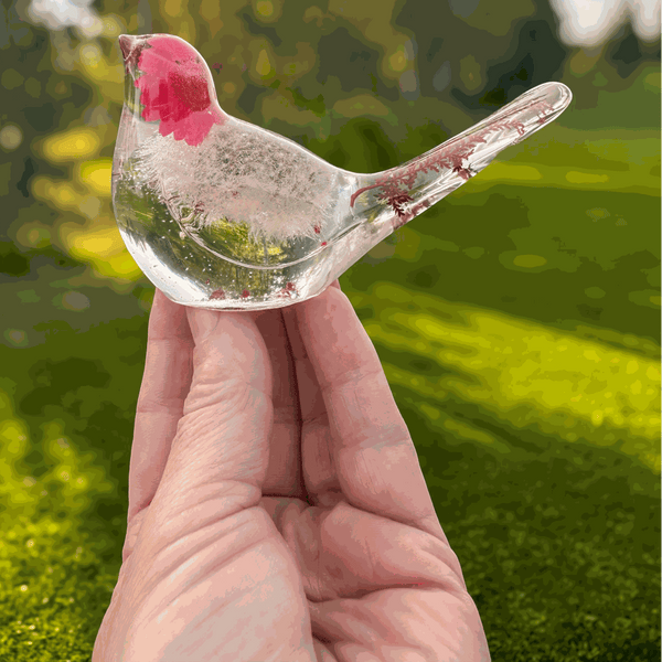 Red Wishes Songbird | Dandelion Resin Bird Decor
