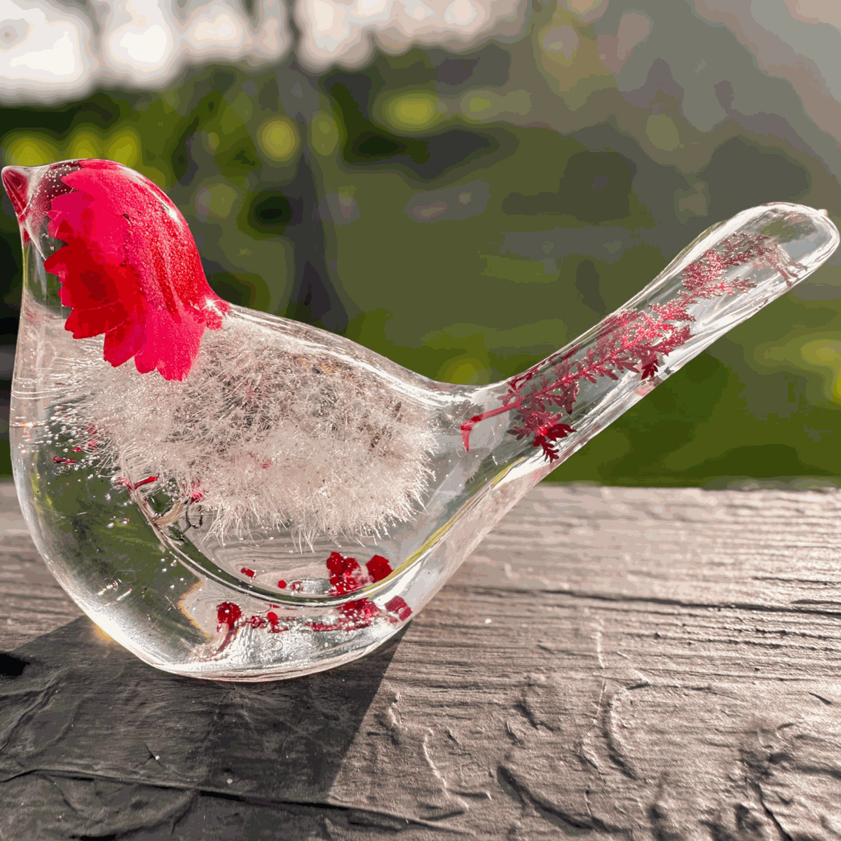 Red Wishes Songbird | Dandelion Resin Bird Decor