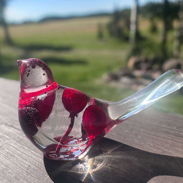 Berry Red Cardinal - Handmade Red Berry Resin Bird Home Decor