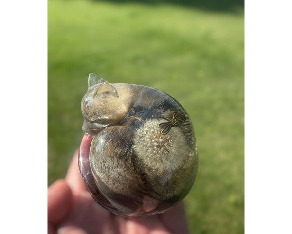 Memorial Pet Keepsake  - Handmade Custom Resting Cat Resin Figurine
