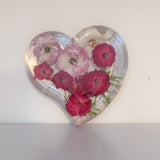 Everlasting Rose Heart Dish: Pressed Floral Resin Heart Home Decor