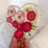 Everlasting Rose Heart Dish: Pressed Floral Resin Heart Home Decor