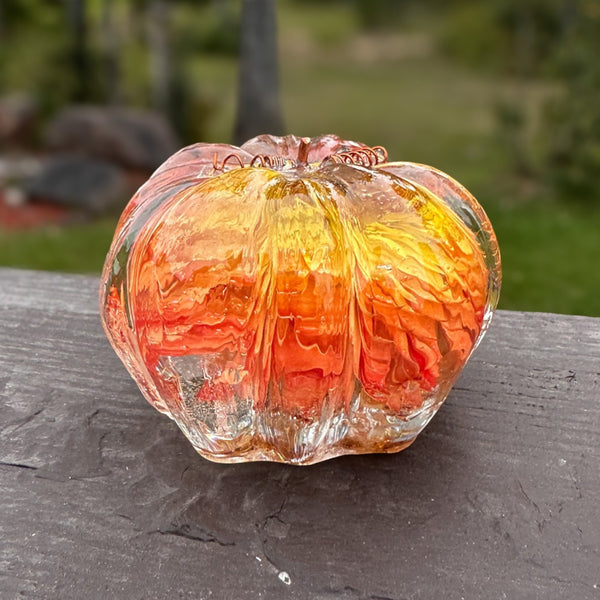 Copper Ember Strawflower Pumpkin | Resin Pumpkin Decor