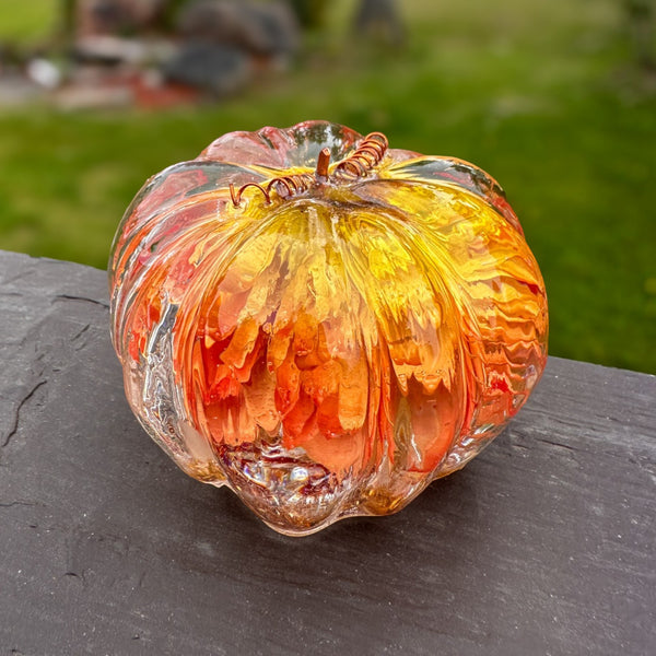 Copper Ember Strawflower Pumpkin | Resin Pumpkin Decor