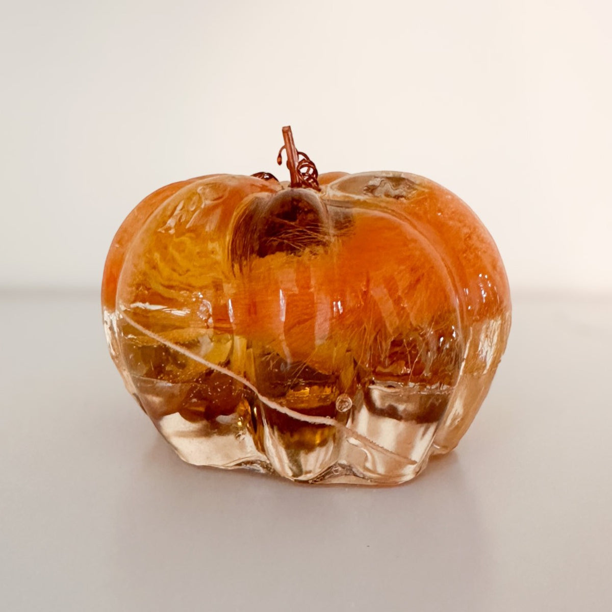 Copper Ember Strawflower Pumpkin | Resin Pumpkin Decor