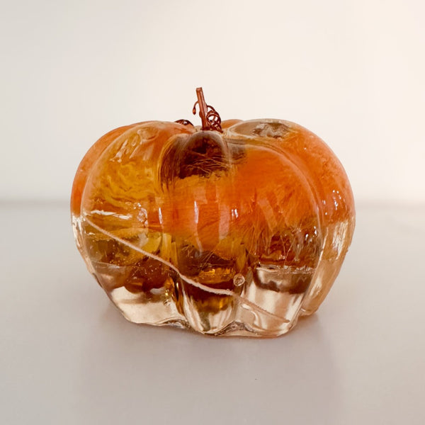Copper Ember Strawflower Pumpkin | Resin Pumpkin Decor