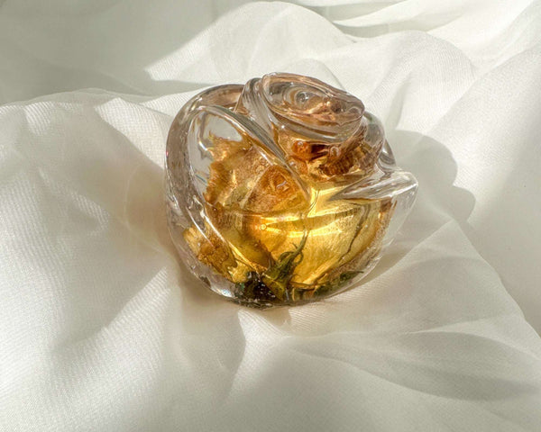 Everlasting Resin Rose Sculpture - Handmade Real Rose Home Decor