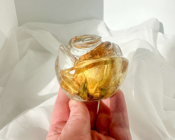 Everlasting Resin Rose Sculpture - Handmade Real Rose Home Decor