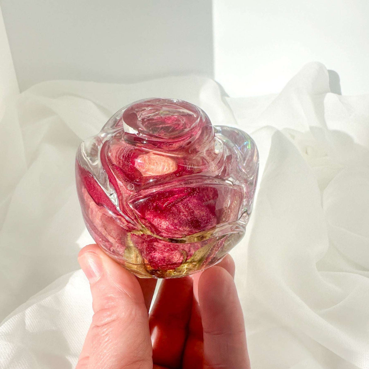 Everlasting Resin Rose Sculpture - Handmade Real Rose Home Decor