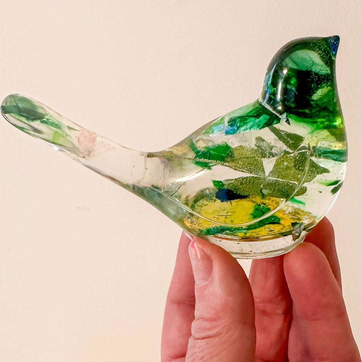 Lucky Four Leaf Clover Bird: Handmade Resin Bird with Four Leaf Clover