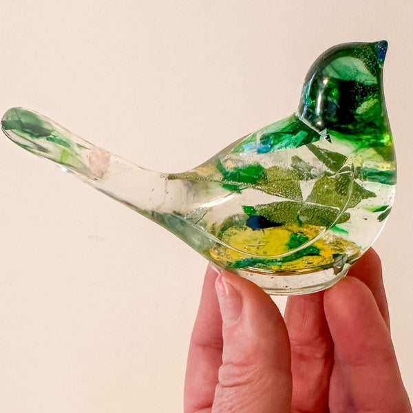Lucky Four Leaf Clover Bird: Handmade Resin Bird with Four Leaf Clover