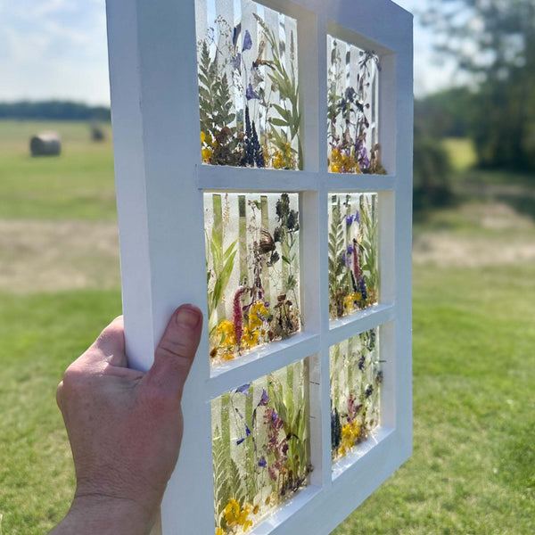 Enchanting Garden Window -Handmade Real Pressed Flower Window Frame