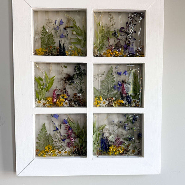 Enchanting Garden Window -Handmade Real Pressed Flower Window Frame