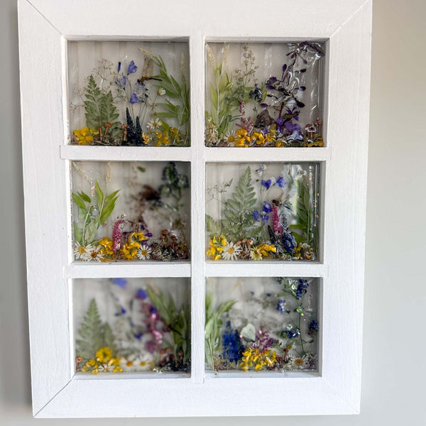 Enchanting Garden Window -Handmade Real Pressed Flower Window Frame