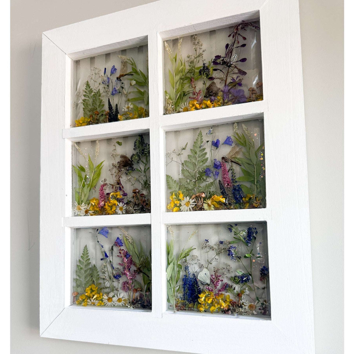 Enchanting Garden Window -Handmade Real Pressed Flower Window Frame