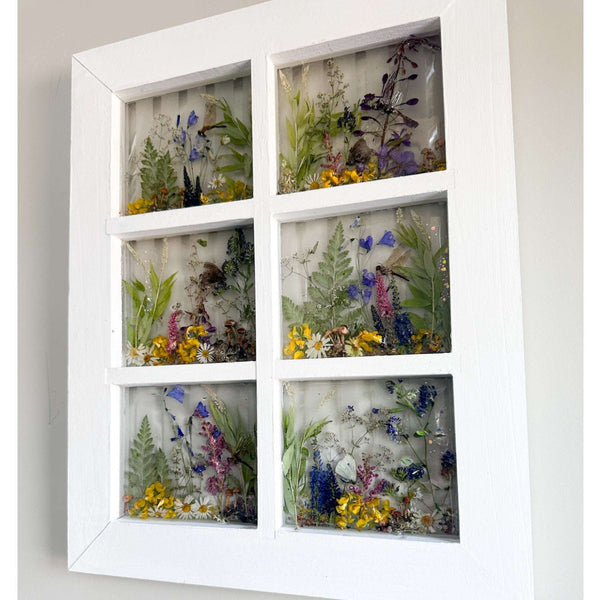 Enchanting Garden Window -Handmade Real Pressed Flower Window Frame