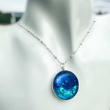 Ocean Portal Pendant - Handmade Ocean Blues Resin Necklace