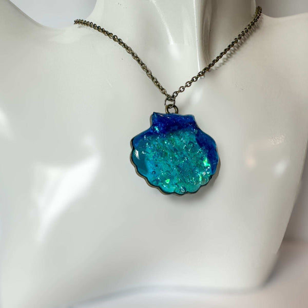 Ocean Whispers Pendant - Handmade Seashell Resin Ocean Pendant