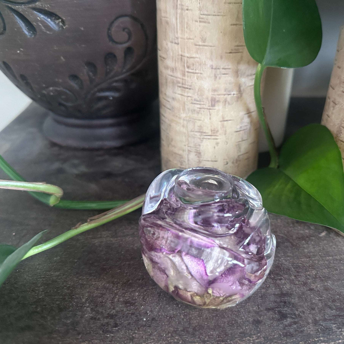 Everlasting Resin Rose Sculpture - Handmade Real Rose Home Decor