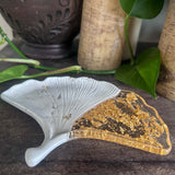 Gilded Ginkgo Fusion Tray - Handmade Resin & Stone Leaf Tray