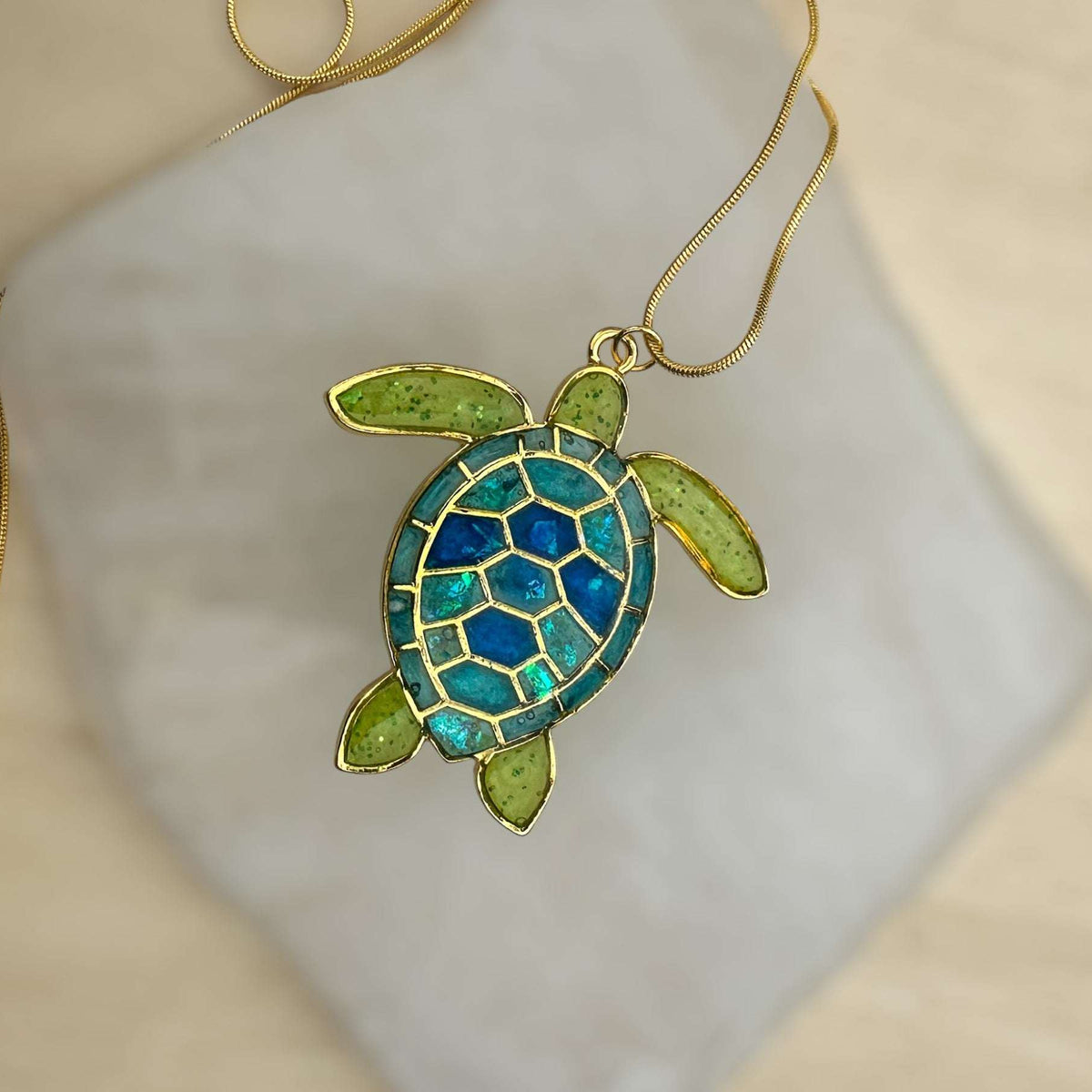 Turtle Pendant - Handmade Mystical Ocean Resin Turtle Necklace