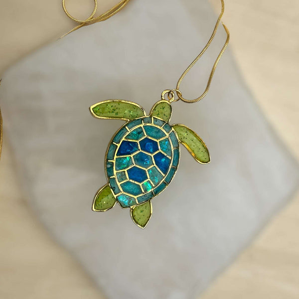 Turtle Pendant - Handmade Mystical Ocean Resin Turtle Necklace