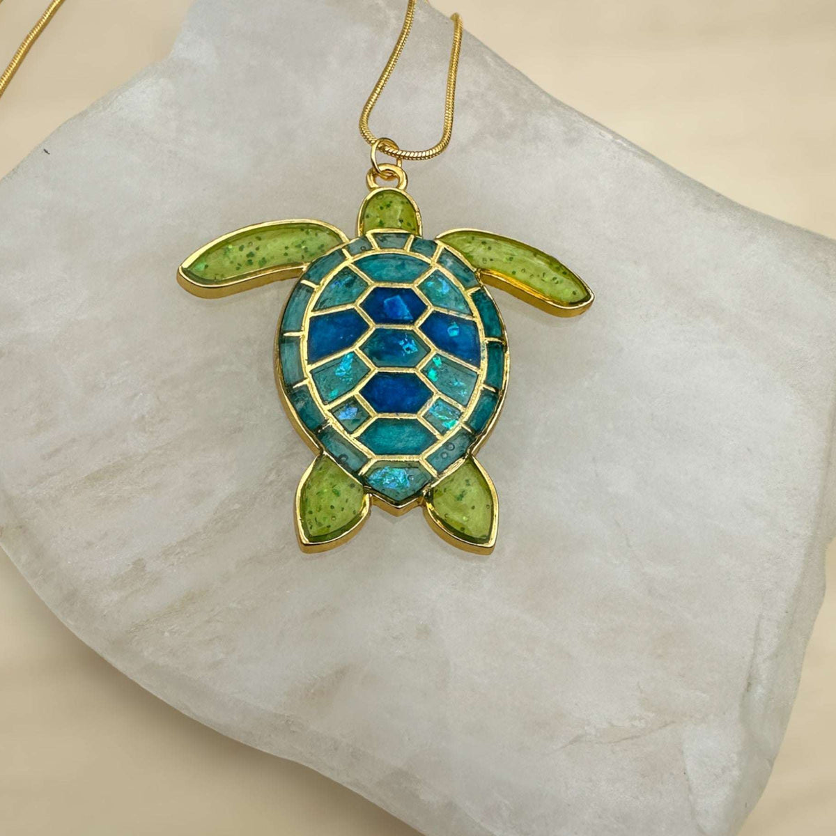 Turtle Pendant - Handmade Mystical Ocean Resin Turtle Necklace