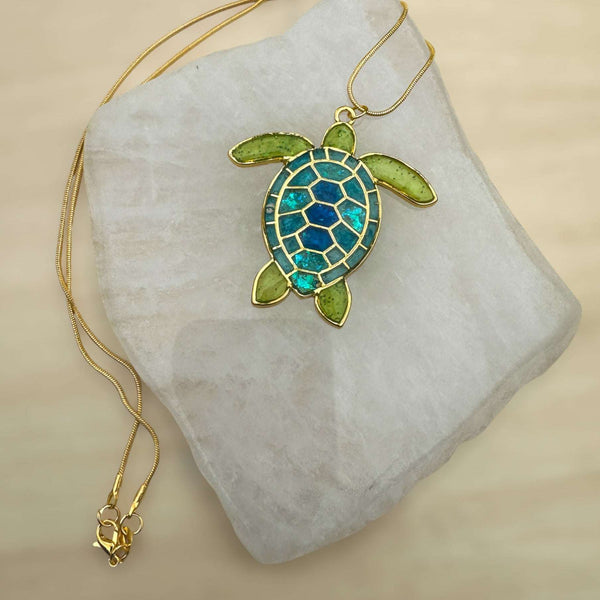 Turtle Pendant - Handmade Mystical Ocean Resin Turtle Necklace