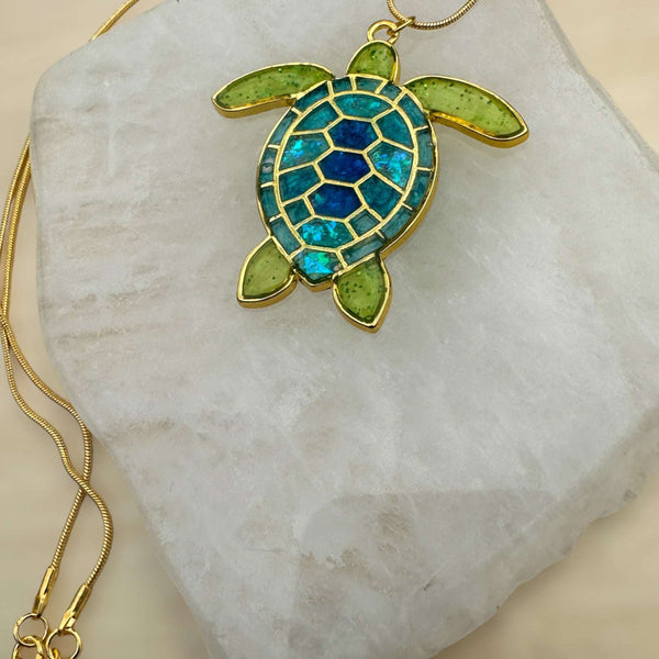 Turtle Pendant - Handmade Mystical Ocean Resin Turtle Necklace