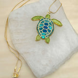 Turtle Pendant - Handmade Mystical Ocean Resin Turtle Necklace