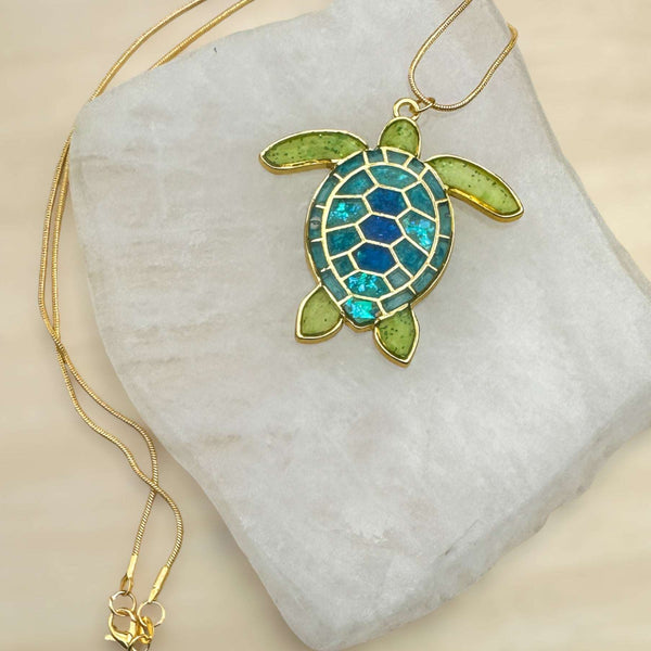 Turtle Pendant - Handmade Mystical Ocean Resin Turtle Necklace