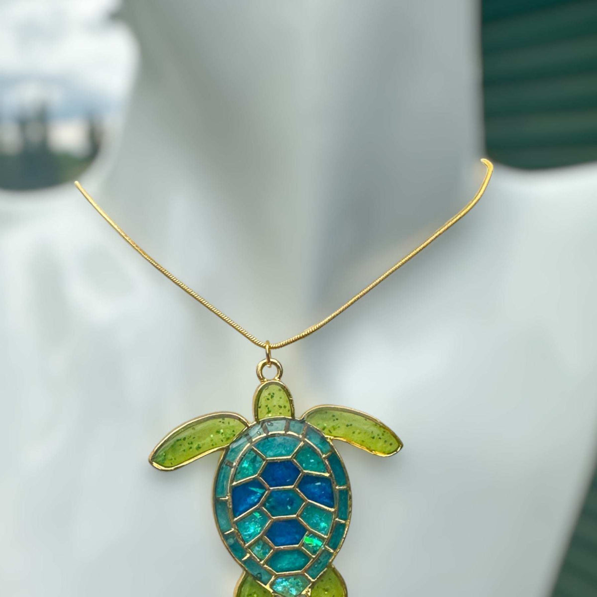 Turtle Pendant - Handmade Mystical Ocean Resin Turtle Necklace