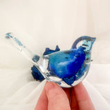 Azure Songbirds of Serenity - Handmade Blue Rose Resin Bird Decor