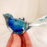 Azure Songbirds of Serenity - Handmade Blue Rose Resin Bird Decor