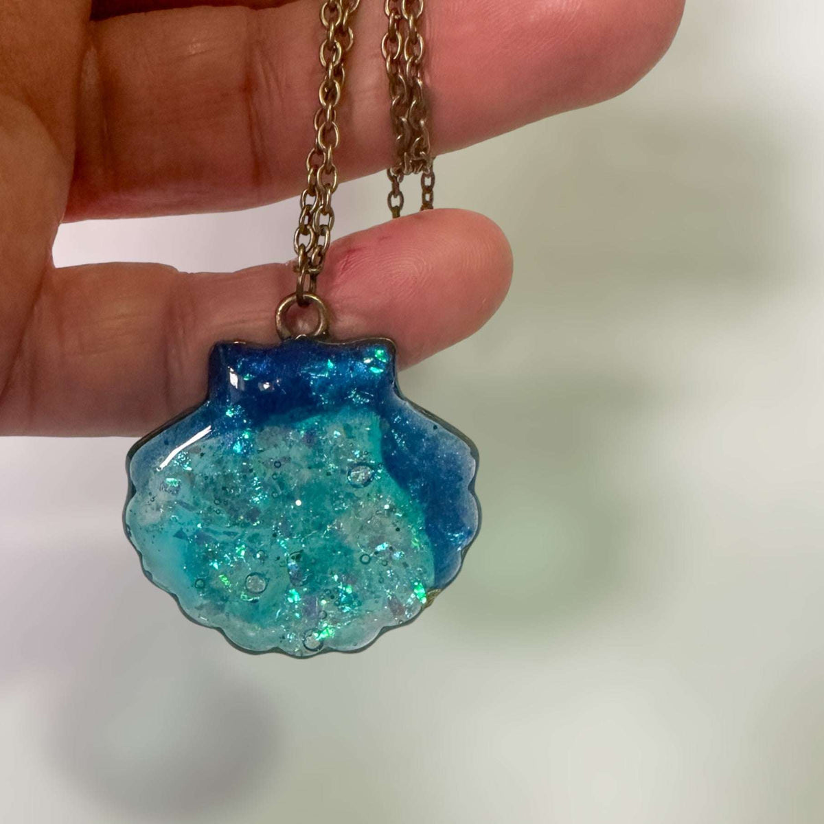 Ocean Whispers Pendant - Handmade Seashell Resin Ocean Pendant