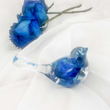 Azure Songbirds of Serenity - Handmade Blue Rose Resin Bird Decor