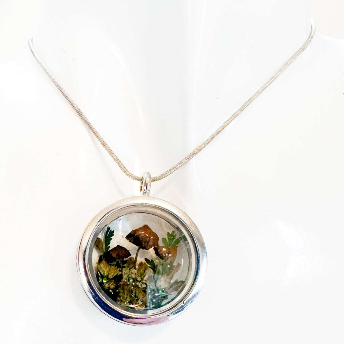 Boreal Forest Looking Glass Pendant – Handmade Botanical Forest Art