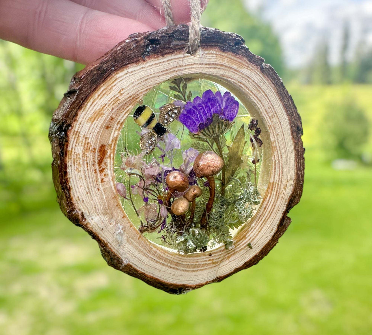 Suncatcher - Woodland Whispers Handmade Dried Flower & Mushroom Decor